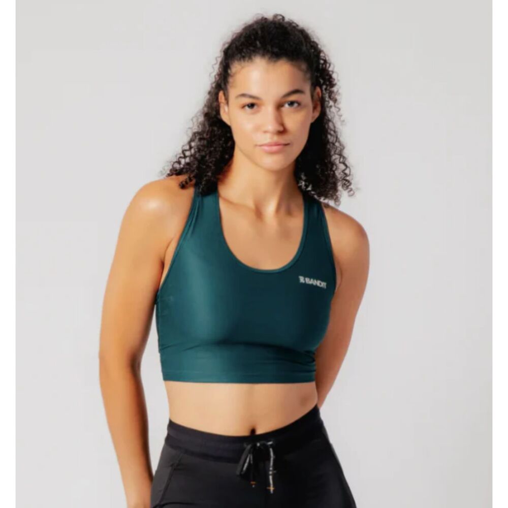 Bandit Drift™ Crop Singlet Built in Bra Pine Green Small